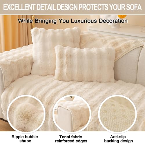 SHANNA Thick Rabbit Plush Sofa Cover 1 2 3 Seater - Image 2