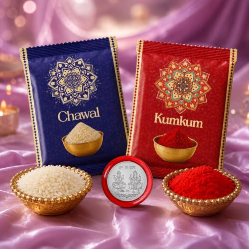 Image of DeoDap Rakhi with Chocolate for Brother - Multi Design Unique Style Rakhi 10 Pcs with Almond Chocolate, Silver Color Pooja Coin, Greeting Card & Tilak Set - Tradtional Raksha Bandhan Combo Pack