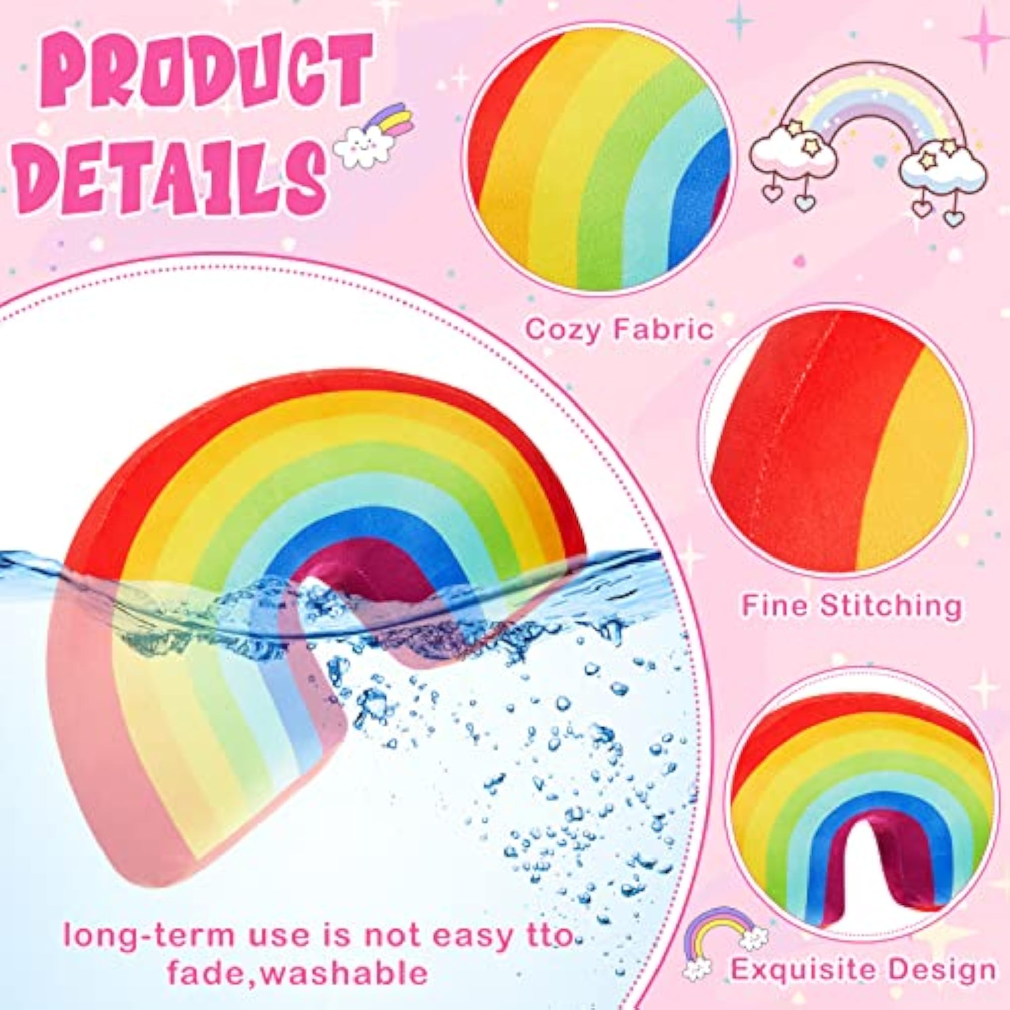 2 Pcs Rainbow Arch Shaped Kids Plush Throw Pillow