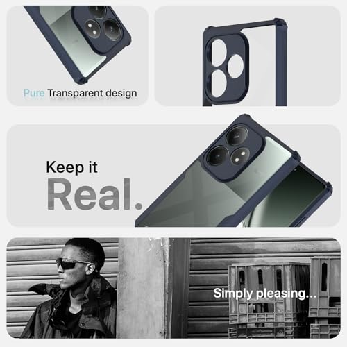 Image of Pikkme Realme GT 6T 5G Back Cover | Crystal Clear Transparent Back | Ultra Hyrbid | Full Camera Protection | Raised Edge | Bumper Back Case (Blue)