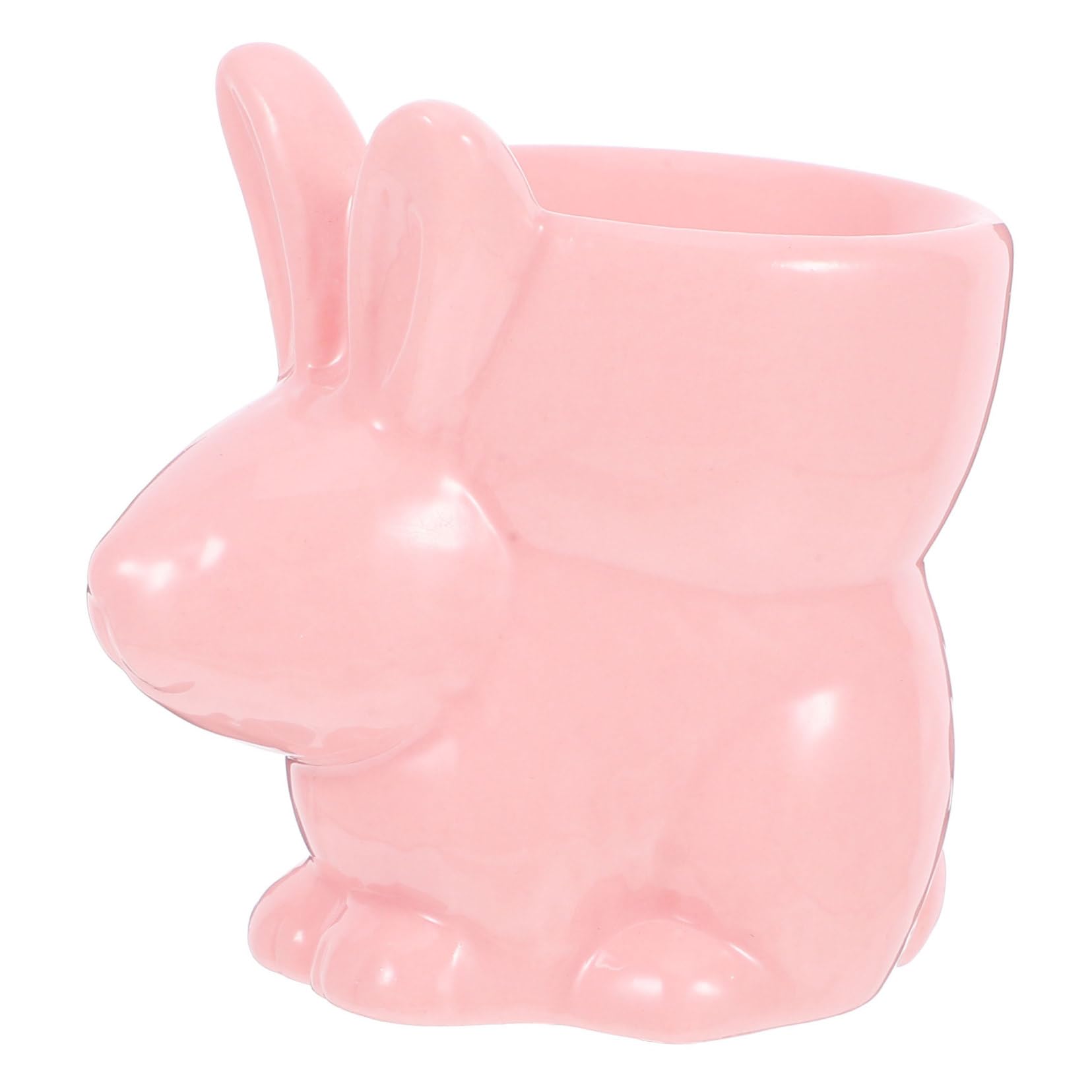 STOBAZA Ceramic Rabbit Egg Cup Display Stand Holder Cartoon Bracket Enamel Charm Beads Cute Egg Holder Breakfast Bracket Mini Basketball Nets Replacement Desktop Eggs Pink Ceramics