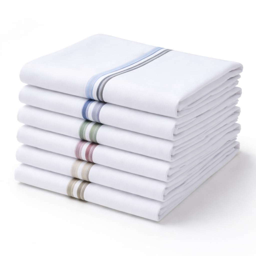 Premium White Hanky Pack of 6 | Big Size Soft Pure Fabric Daily Use Gents Pocket Square | Absorbent Breathable Washable Formal Regular Use Combo-image-14