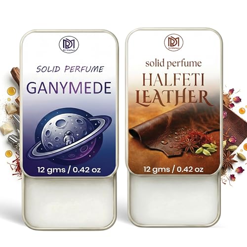 Image of Dr.Mashur Solid Perfume |Gandmede&Halfeti leather Alcohol Free Wax Perfume Balm, Long Lasting | Pocket Tin 12g, Pack Of 2| Non Greasy Smooth Glide, Travel Friendly Unisex Gifts He Or Her