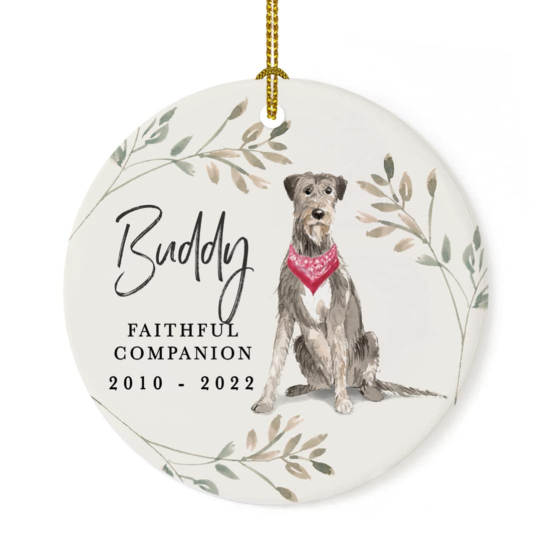 Inkologie Personalised Round Christmas Dog Memorial Wood Ornament