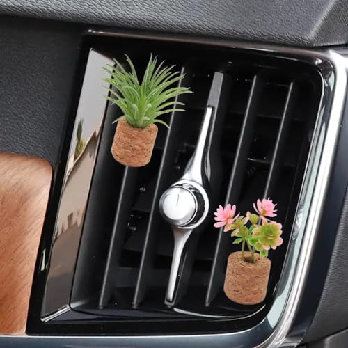 Image of ZOSTLAND Artifical Plant Car Air Vent Clip Decoration,Car Vent Clip Magnet refrigerator stick,Auto Interior Personalized Car Decorations Home Decor Gift (4pcs Plant)