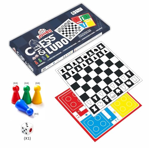 Image of Toyaffair 2in1 Chess & Ludo Jumbo Game Set - Foldable Dual-Sided Board Game with Premium Colourful Pawns- Large Family Fun Game for Kids & Adults, Ideal for Home, & Parties (Ludo Jumbo)