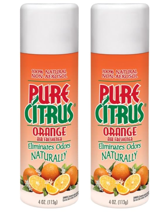 Pure~Citrus Orange Air Freshener Spray 4 oz Each 2 Pack 100% Natural Air Freshener Made with Pure Orange Oil Non-Aerosol Odor Eliminator for Home Car & Office