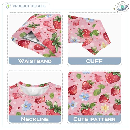 JUNZAN Cute Strawberries and Blue Flowers Pink Kids Boys Hooded Sweatshirt Fleece Sweatshirt With Hoodie Athletic 4T3