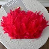 Flecos de Plumas de Pavo 2 Metros, Borde Esponjoso 10-15 cm / 4-6 Pulgadas, para Costura, Manualidades, Disfraces de Carnaval, Decoraciones de Bodas y DIY (Rojo)
