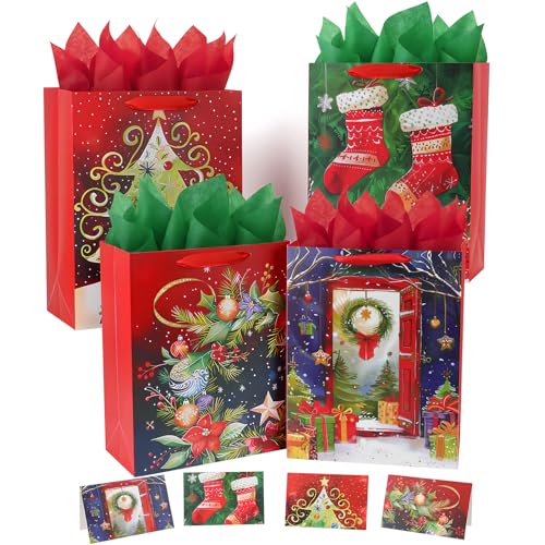 Sacs cadeaux de Noël avec poignées Shintop grand sac réutilisable 33 cm pochette emballage tissu