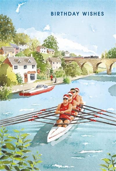 1 x Greeting Card Rowing Boat Row Sailing - Blank Birthday Celebration ...