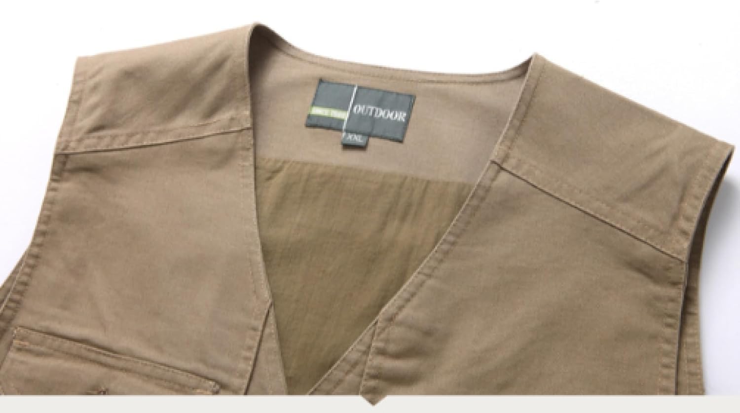 Kamizelka pour hommes d'âge moyen et âgés printemps et automne multi-poches fotografia Veste de cheval lavé coton ample pêche en plein air(Army Green,XL)