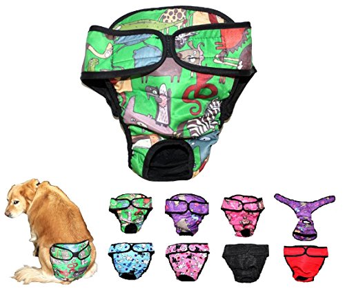 Image of Dog Diaper Reusable Washable Female Girl for Medium & Large Big Dog Breeds Size L, XL, XXL DELIVERY 2-4 Days! (XX-Large: Waist 28 inch - 34 inch, Green Safari)