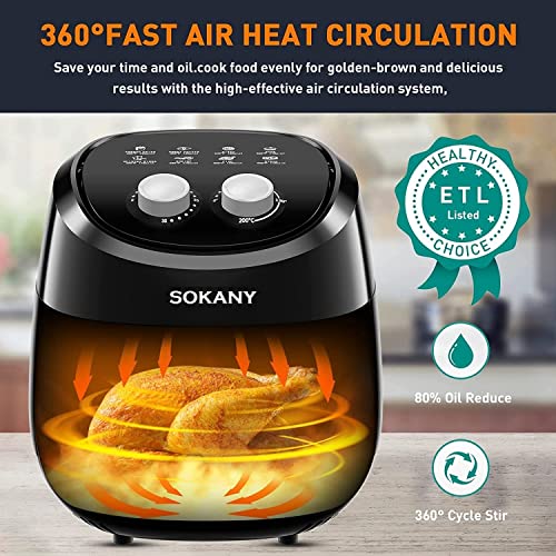 Image of 4 Liter Air Fryer 1500W Oven with Touch Control Panel with 6 Cooking Presets Timer Selection and Fully Adjustable Temperature Control (Black)