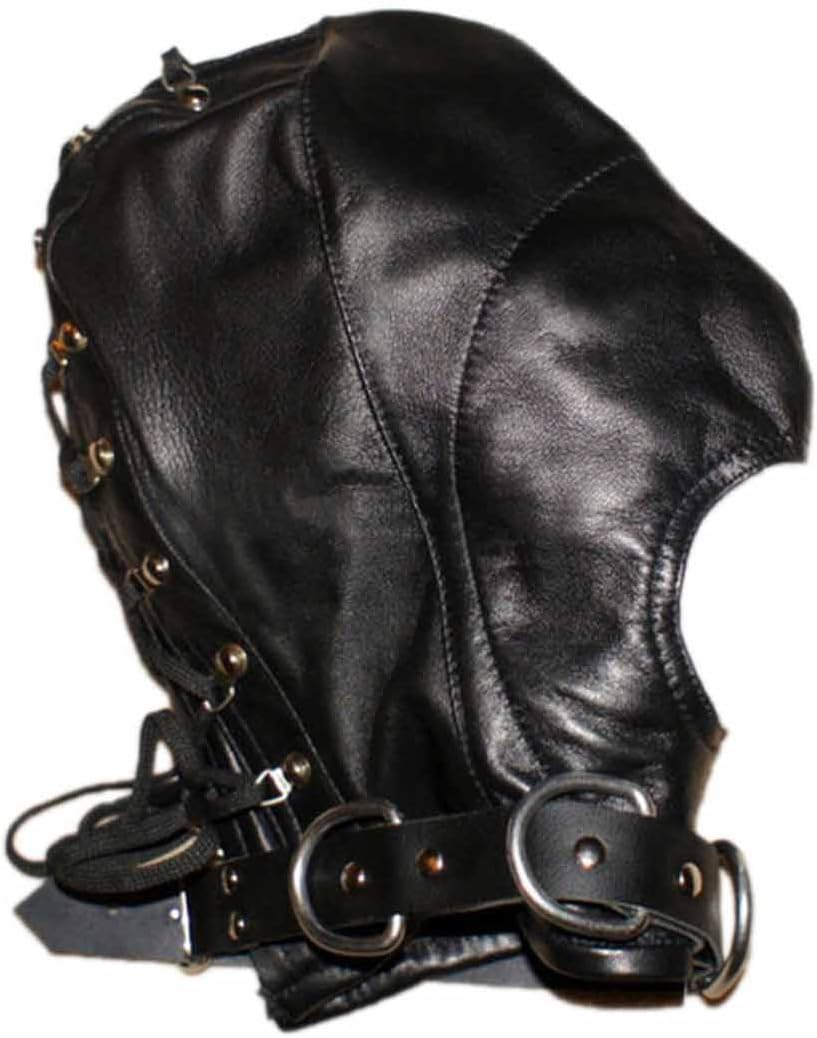 Leather BDSM Mask-Bondage Hood & bdsm blindfold for face cover sex