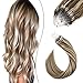 Produktbild [Für Valentinstag]Ugeat Micro-Ring Loop Hair Extensions Echthaar Microrings 1G*50S 50 cm Remy Naturliche Haarverlangerungen mit Ring Bead Hellbraun Highlight Gebleichtes Blond #P8/613
