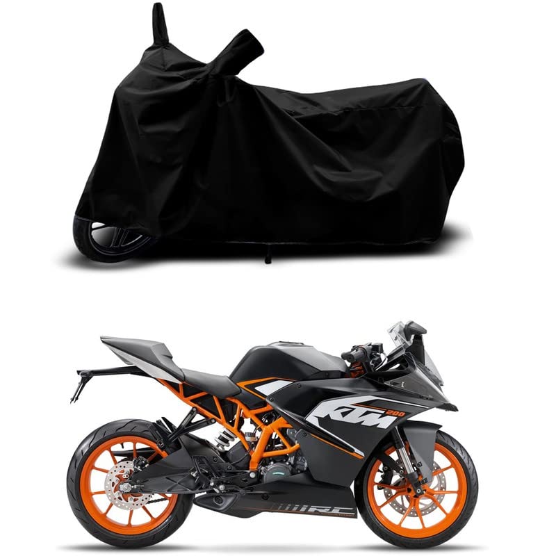 Image of 100% Scratchproof /UV-Rays /Heat Protection /Birds Dropping /Water Resistant /Dust Proof /Waterproof /Full Bike Scooty Two Wheeler Body Cover Compatible for RC 200 STD All Varients[Black]