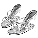 Goiphrri Wedge Sandals for Women Open Toe Silver Strappy Heels Metallic Shark Tiger Teeth Mules Flip Flops Thong Sandals for Women Party Dress Wedding Ceremony Size 8.5