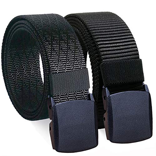 Image of WYuZe 2 Pack Nylon Belt Outdoor Military Web Belt 1.5 inch Men Tactical Webbing Work Belts for Men