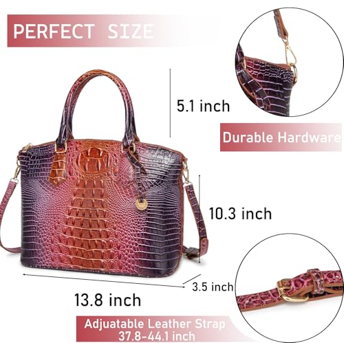 Image of Makcr Joacbv Women Purse Satchel Bag Long Crossbody Classy Tote Bag Top Handle Vegan Leather Ladies Handbags Embossed Pattern
