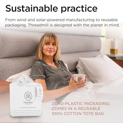 Threadmill California King Sheet Sets |Certified American Supima Cotton Sheets | 656 Thread Count 4 Piece Hotel Quality Luxury Bed Sheets Set with Elasticized Extra Deep Pocket | White Sheets - Thumbnail 7