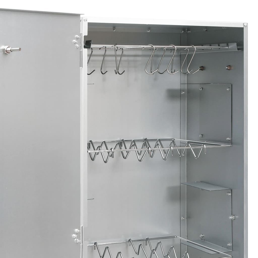 Mangloder - Horno para ahumar con generador de humo frío de acero galvanizado, 44,5 x 29 x 110 cm, 12 ganchos en S, 3 rejillas, termómetro, para carne, pescado y barbacoa al aire libre