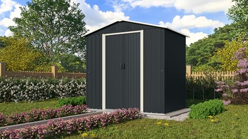 Pergart Gerätehaus Düsseldorf II 65\", schwarz, 2,19 m² | Wetterfestes & stabiles Gartenhaus | Geräteschuppen aus verzinktem Stahlblech | Metallgerätehaus zur Aufbewahrung von Werkzeug