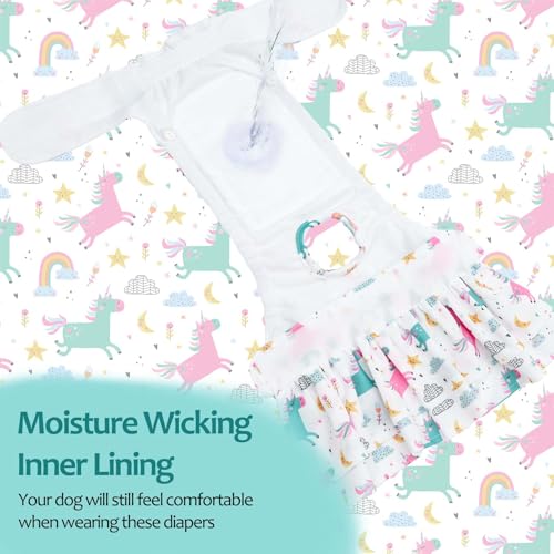 Image of CuteBone Female Dog Diapers with Skirts 3 Pack Reusable Puppy Dresses Pants for Heat Cycle Period