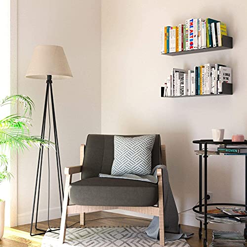 Image of Livzing 24-Inches Heavy Metal Book Shelf for Home, U Shape Wall Mount Shelf, Floating Books Rack, CD DVD Storage Display Racks, Multipurpose Wall Mounted Bookcase -(Set of 2,Black)