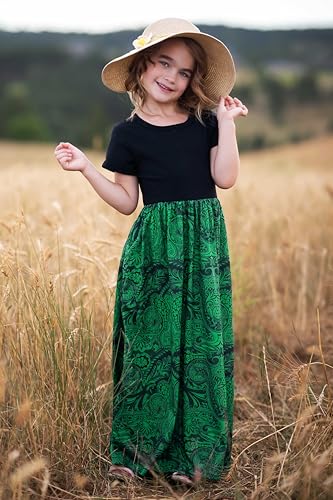 Image of Arshiner Girls Maxi Dress Long /Short Sleeve Casual Holiday Dress with Pockets for 5-13 Years