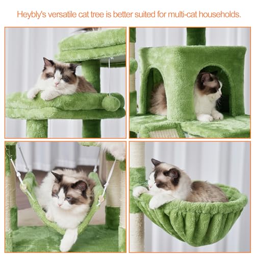 Image of Heybly Cat Tree, 71-Inch-Tall Tower for Indoor Cats with 2 Perches HCT034GR