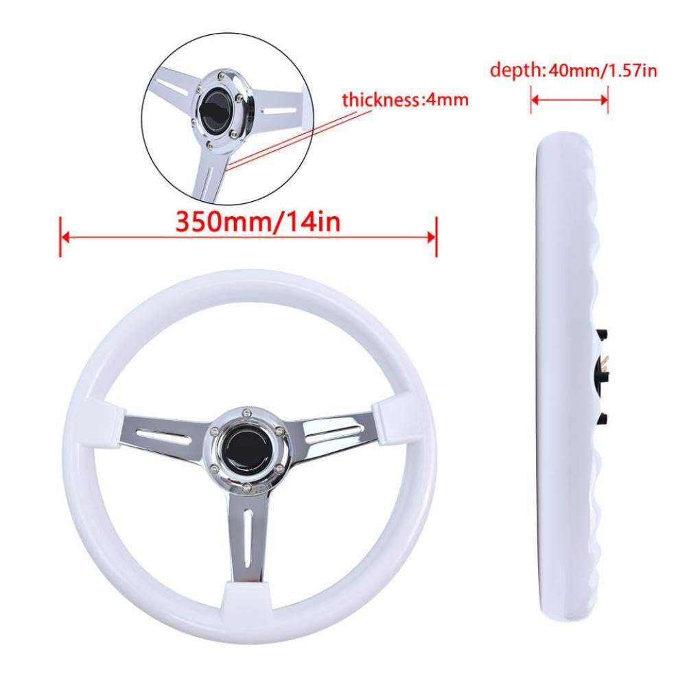 Volante standard in ABS bianco da 350 mm compatibile con veicoli da drift per sport motoristici