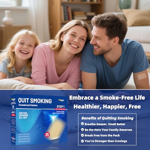 Fekux Quit Smoking Nicotine Patches Step 1, 21 mg Patches Delivered Over 24 Hours Nicotine Transdermal Patch 35 Counts Easy and Effective Help to Stop Smoking