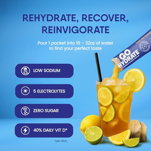 Image of GoHydrate Sugar Free Electrolytes Powder - Iced Tea Lemonade, 30 Packs