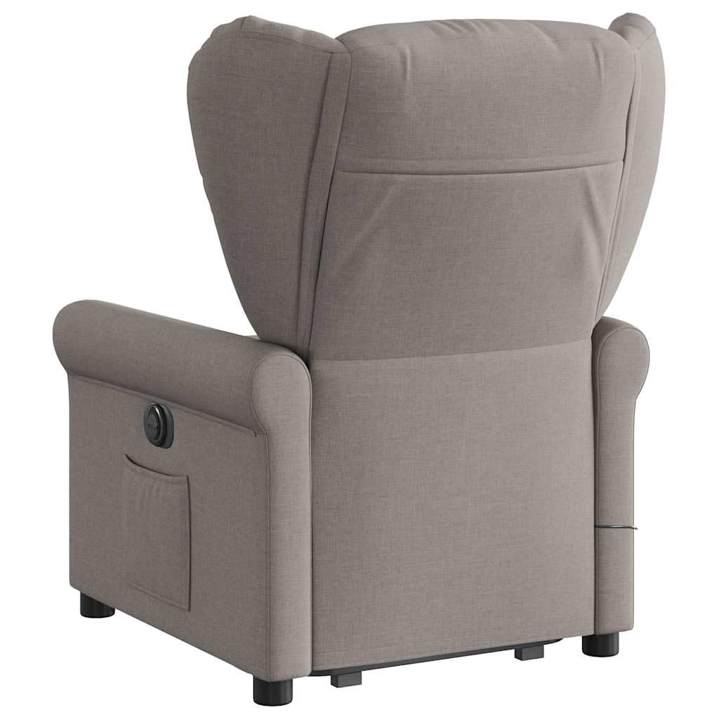Sillón elevador eléctrico reclinable de tela gris con 6 puntos de masaje, función de elevación y reclinación eléctrica a 135 grados, estructura