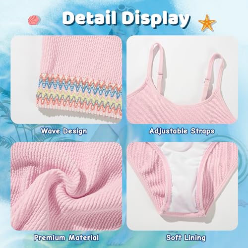 Image of Weixinbuy Girls Swimsuit Color Block Bathing Suit Adjustable Strap Two Pieces Bikini Swimsuits Beach Swimwear for Girls 9-16Y