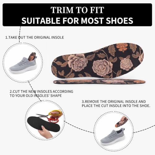 Image of Barefoot Insoles for Women Sockless Anti Odor Thin Insert Size 9-13 | Breathable,Comfort Sockless Shoe Liner,No Show Socks,Machine Washable,Moisture Control,Cute,Everyday Insoles,Floral Print