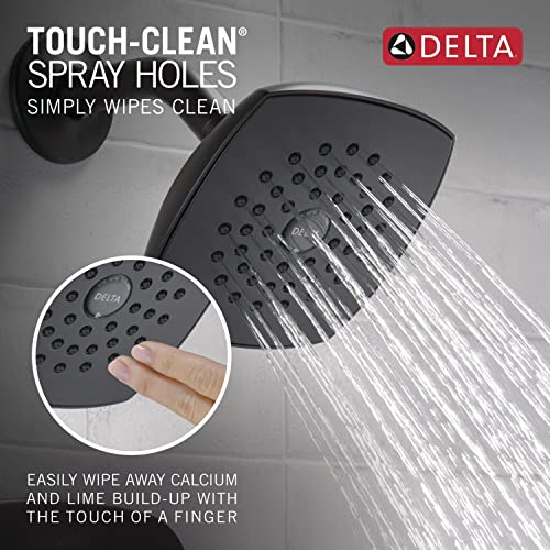 Image of Delta Faucet Modern 14 Series Matte Black Shower Faucet, Tub and Shower Trim Kit with Single-Spray Touch-Clean Black Shower Head, Matte Black T144339-BL-PP (Valve Not Included)