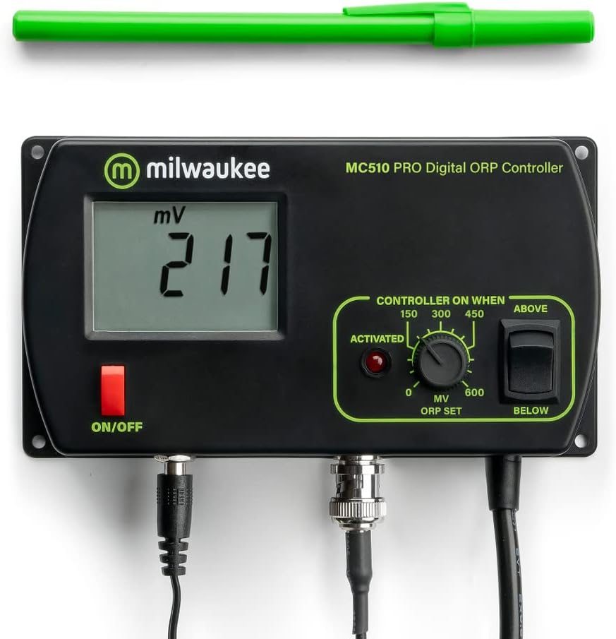 Milwaukee MC510 ORP Controller with Mounting Kit, +/- 1000 mV, +/-5 mV Accuracy