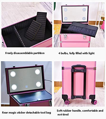 BYCDD Schminkaufbewahrung Trolley Kosmetikkoffer Schminkkoffer, Multikoffer Etagenkoffer Trolley Make-up Koffer für… – Bild 3