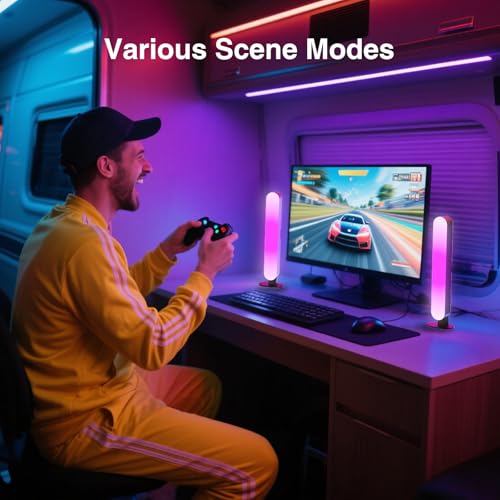 Image of LED Light Bar, Music Sync RGB Light Bar, USB Ambient Lamp, Color Changing Gaming TV Backlight with Remote Control, 15 Dynamic Modes for Room (App Control) (Small)