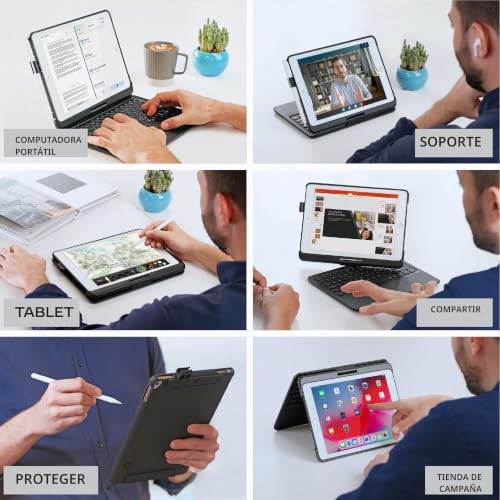 Funda teclado iPad 2018 6 generacion 9.7 pulgadas Air 1 carcasa luces LED negra 7