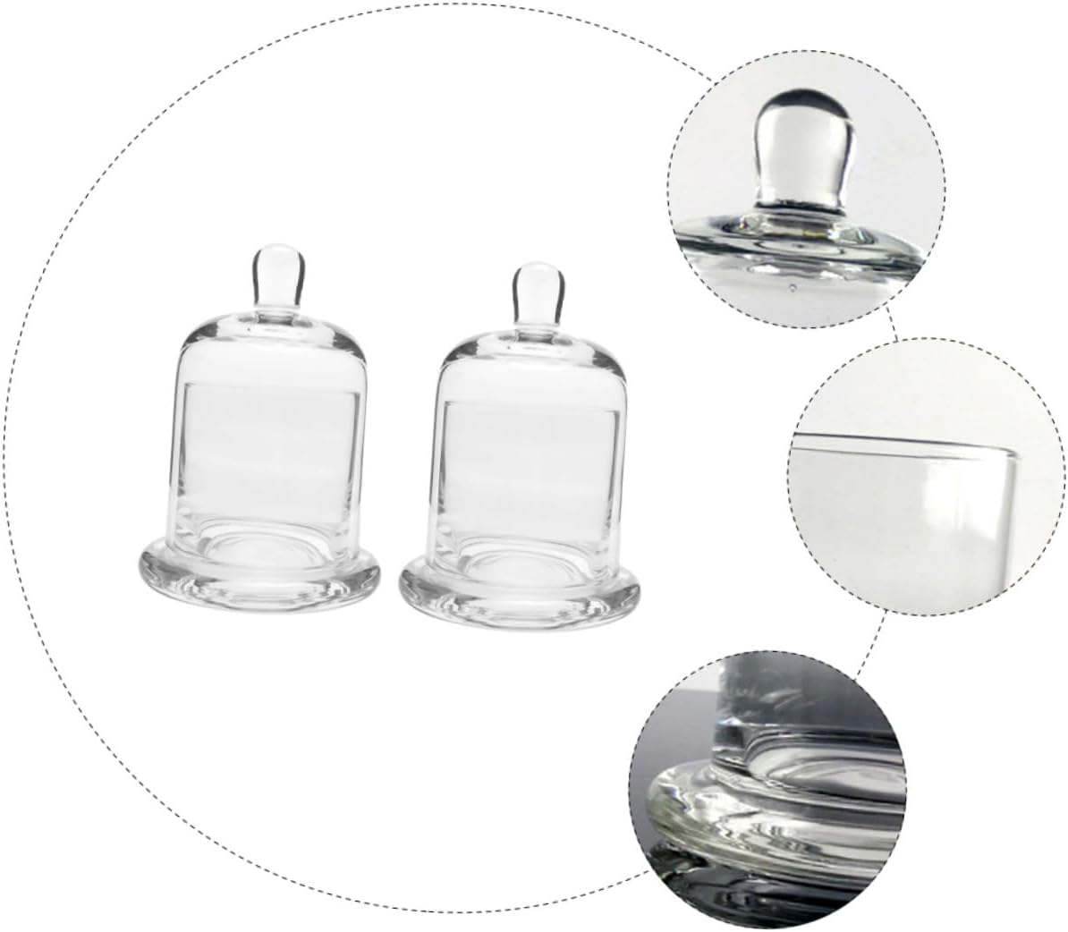 Glass Candle Holders Set of 2 Hand-Blown Glass Bell Jar Candle Cups Decorative Wedding and Home Candlestick Ornament for Table Centerpiece