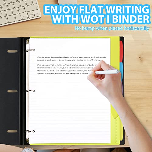 WOT I 1-Pack Telescoping 3 Ring Binder Notebook - Customizable Cover, 5 Dividers & Pocket Folder in One Slim Organizer (60 Sheets Included), Black - Image 4