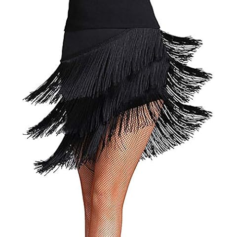 Falda de Baile de Tango Latino con Flecos y Borlas Cover