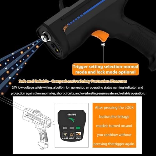 Handheld Ionizing Air Gun with Dust Detection Light - Anti-Static Solution for Electronic Repair & Efficient Dust Removal - Portable & Effective Anti-Static Tool