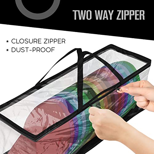Houseables Baseball Cap Storage Bag, Hat Organizer Case, 23" X 6" X 8", Clear Plastic, Caps Holder, Moisture & Dust Proof, Black Handles, Box W/ Zipper Closure, Stores & Racks 22 Hats, Dirt Protection #TOP6