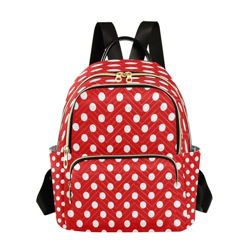 Image of ALAZA White Polka Dot Red Women Backpack Purse Ladies Fashion Shoulder Bag Daypack Travel Bag 10L