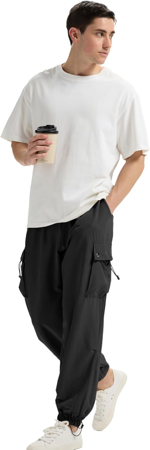 Susclude Parachute Cargo Pants for Men Loose Fit Baggy Sweatpants Casual Pant with Pocket Outdoor Drawstring Trousers 2025 - Image 3