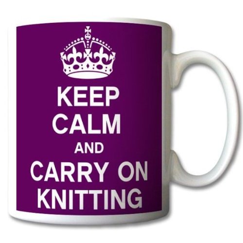 GrassVillageTM Keep Calm and Carry On Knitting Mug Cup Gift Retro